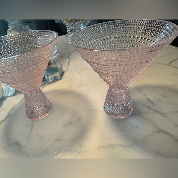 Pair of Pink Beaded Martini Margarita Dessert Glasses - Picture 5 of 13